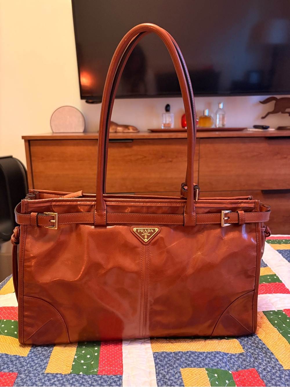 Prada Bonnie large leather handbag